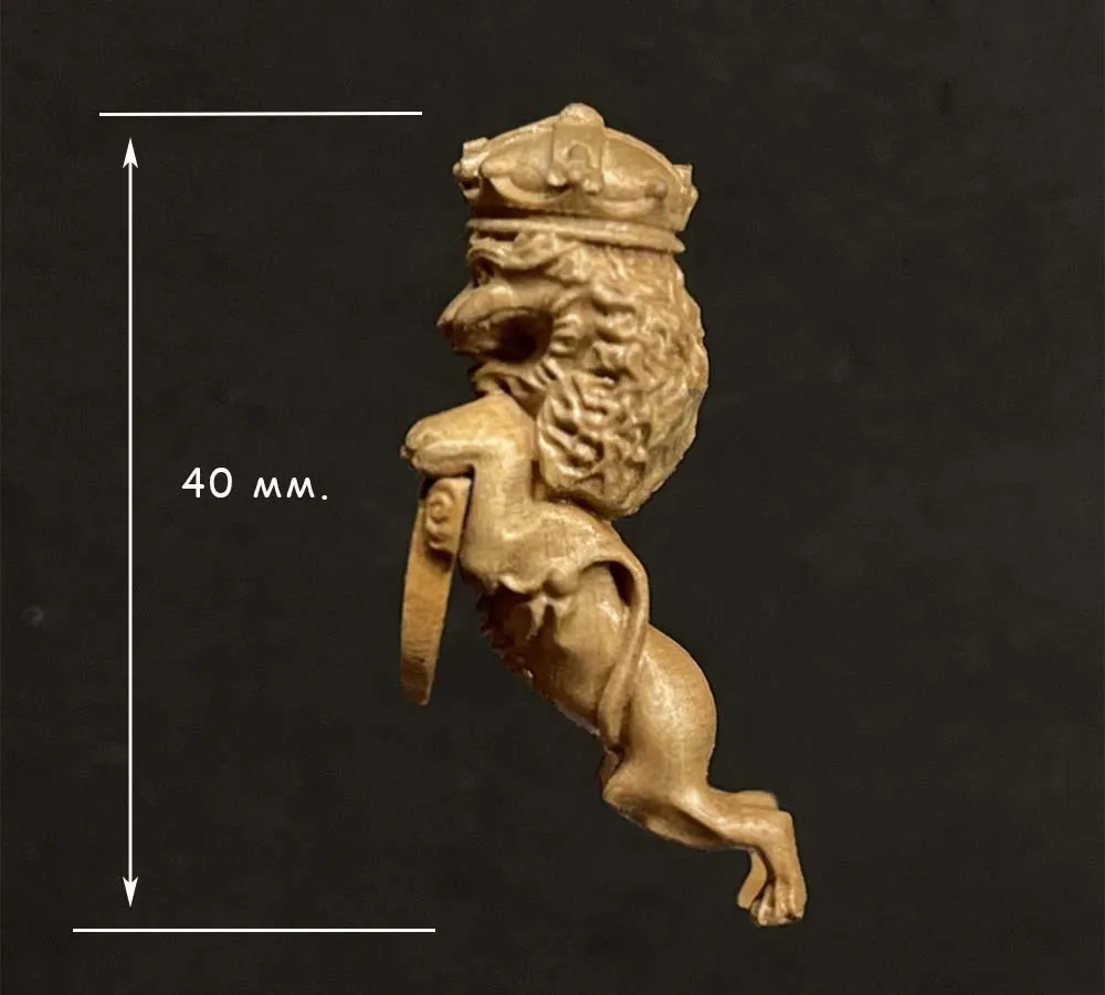 Носовая фигура Лев со щитом, дерево, 40 мм