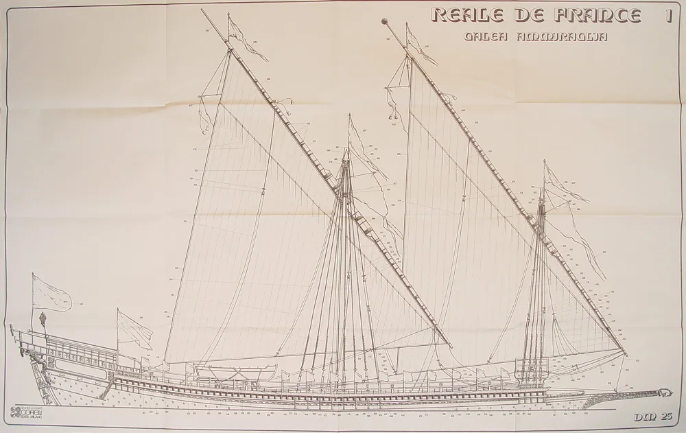 Чертеж галеры Reale De France, масштаб 1:60