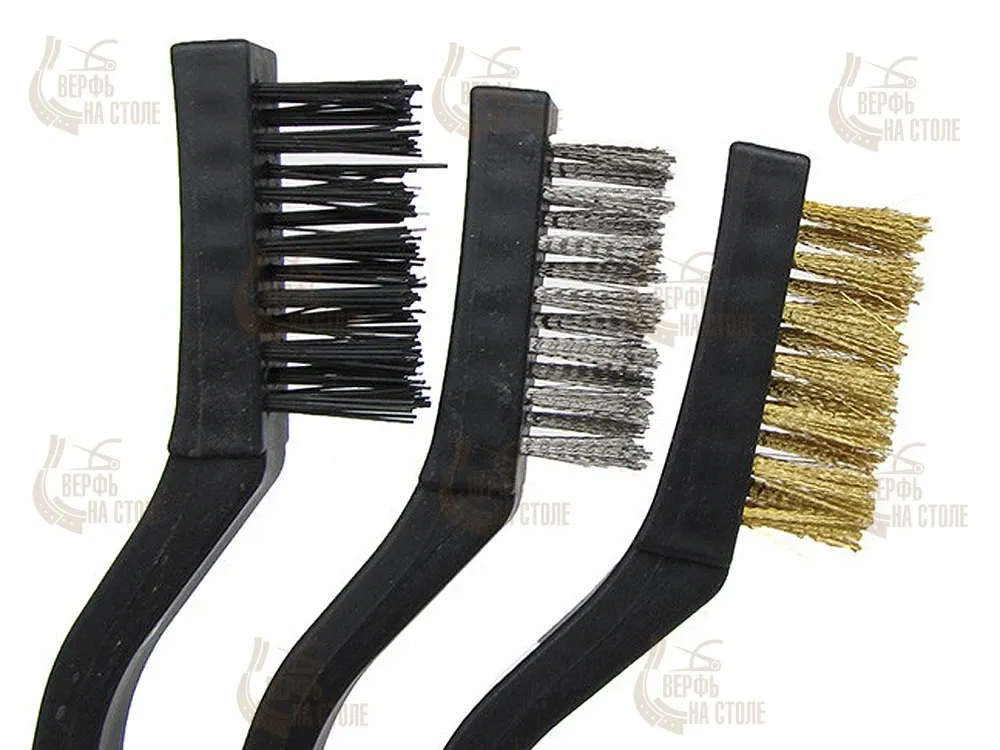 Щетки ювелирные, 3 шт, сталь, латунь, нейлон Щетки ювелирные, 3 шт, сталь, латунь, нейлон
