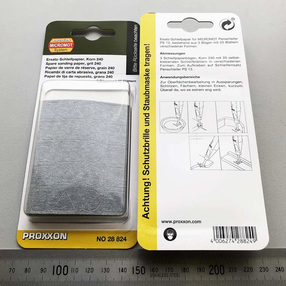 Шлифовальная бумага K240 для линейной шлифмашинки Proxxon PS13, 3 листа 28824