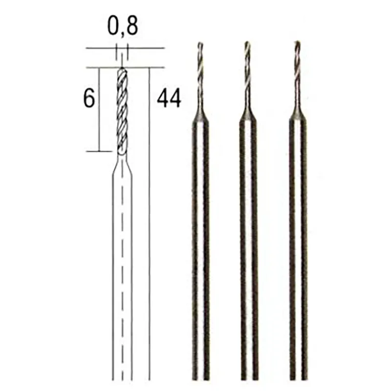 Вольфрам-ванадиевые свёрла Proxxon 0,8 мм, 3 шт