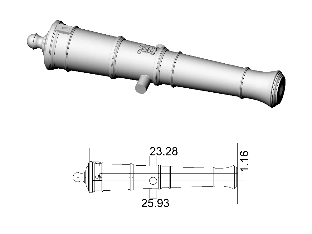 Ствол пушки тип Armstrong, герб Георг 3, 4 фунта, масштаб 1:72, длина 25,9 мм, 2 шт Ствол пушки тип Armstrong, герб Георг 3, 4 фунта, масштаб 1:72, длина 25,9 мм, 2 шт