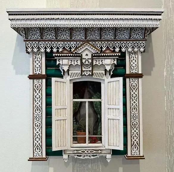 Сборная модель наличника "Улан-Удэ", 270 деталей + Клей и краски в комплекте Сборная модель наличника "Улан-Удэ", 270 деталей + Клей и краски в комплекте