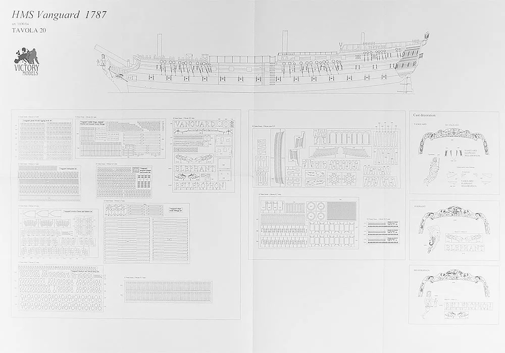 Чертеж 74-пушечного корабля HMS Vanguard