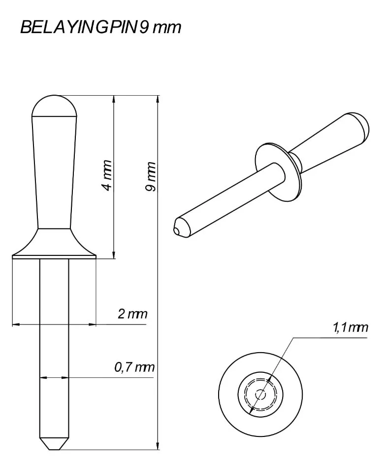 Нагель, латунь, 9 мм, 10 шт
