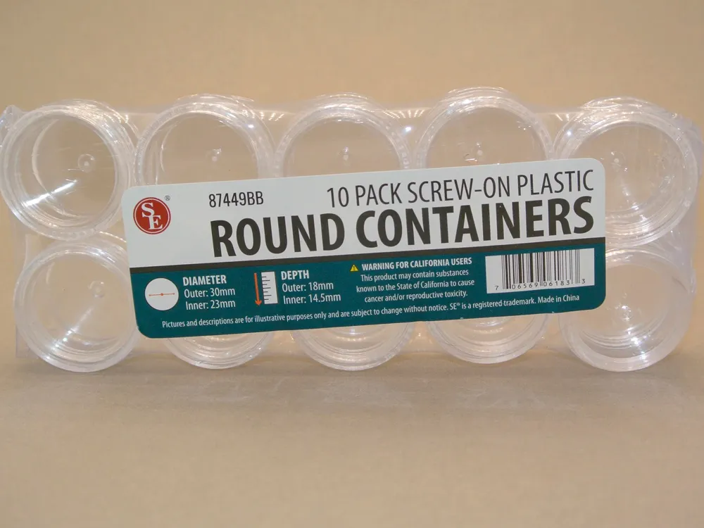 Круглые прозрачные контейнеры, диаметр 30 мм, 10 штук Круглые прозрачные контейнеры, диаметр 30 мм, 10 штук