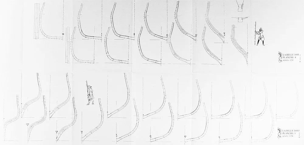 Чертеж корабля La Belle, 1684