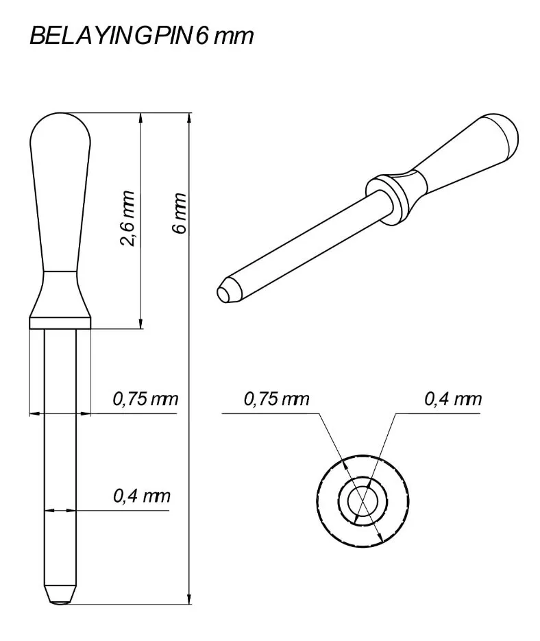 Нагель, латунь, 6 мм, 10 шт