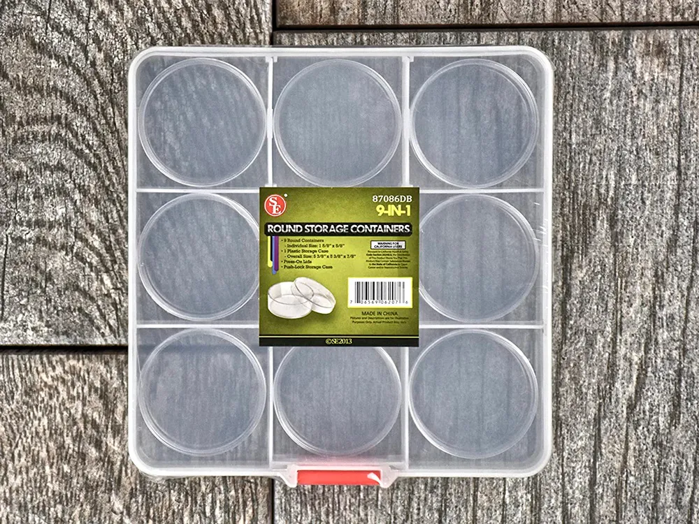 Круглые прозрачные контейнеры 9-в-1, диаметр 40 мм, 9 штук Круглые прозрачные контейнеры 9-в-1, диаметр 40 мм, 9 штук