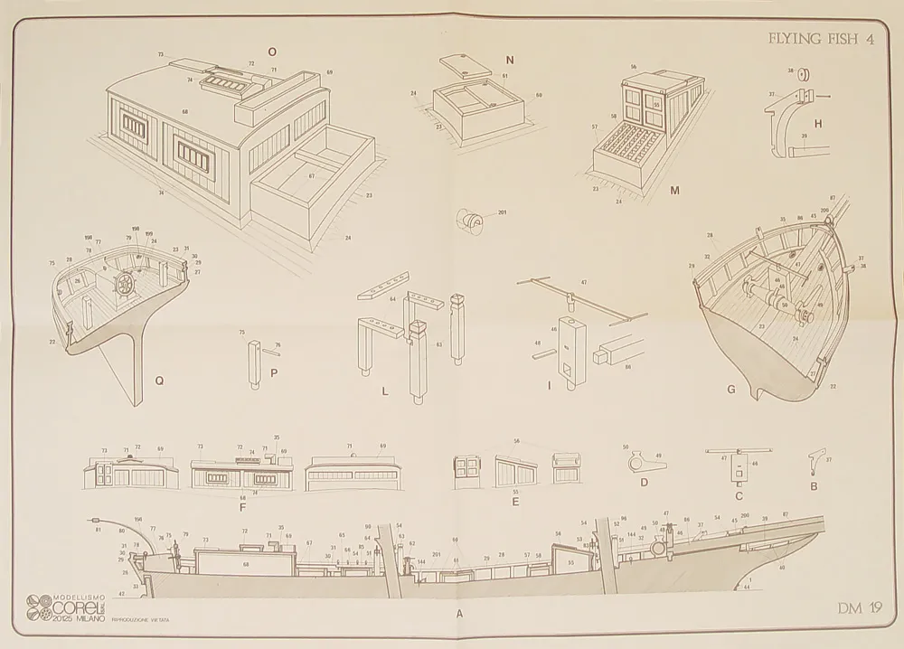 Чертеж корабля Flying Fish, масштаб 1:50