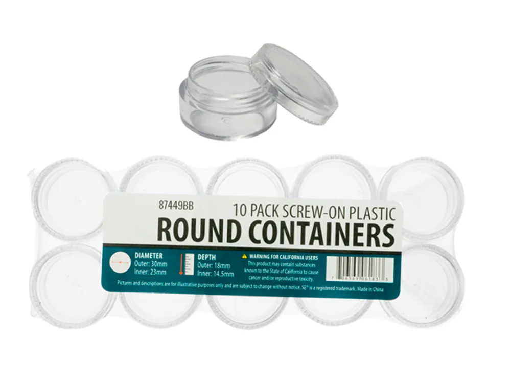 Круглые прозрачные контейнеры, диаметр 30 мм, 10 штук Круглые прозрачные контейнеры, диаметр 30 мм, 10 штук