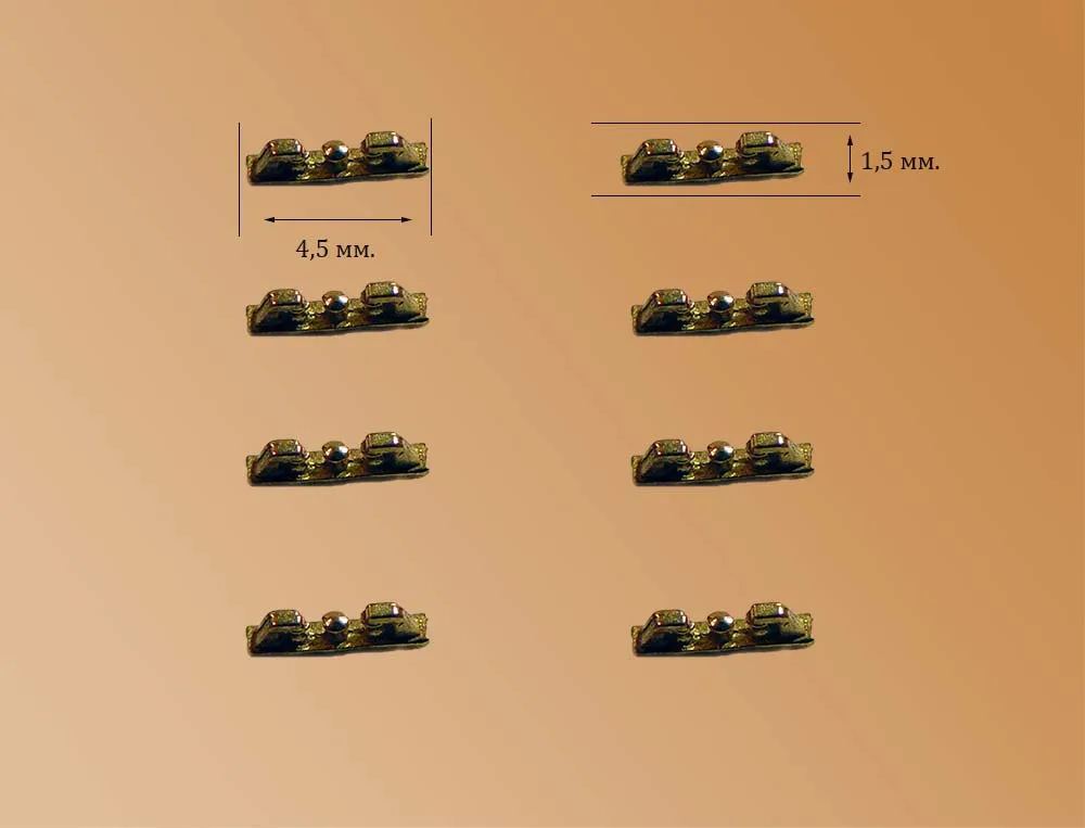 Киповая планка на 3 ролика, латунь, 4,5 мм, 8 шт