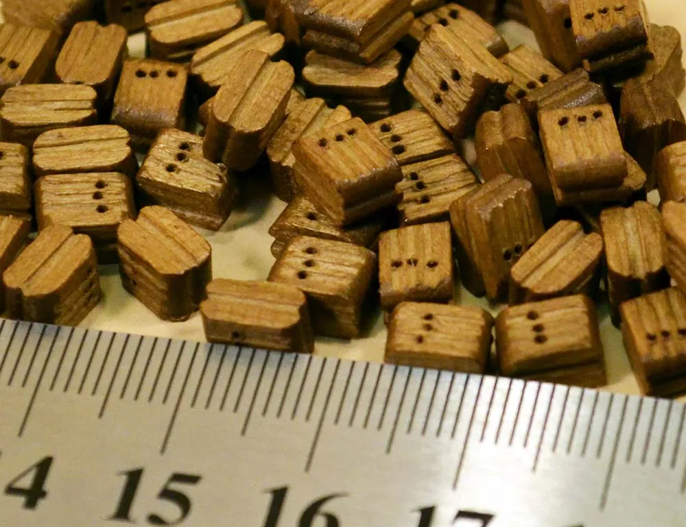 Блок, трехшкивный, орех, 7 мм, 10 шт