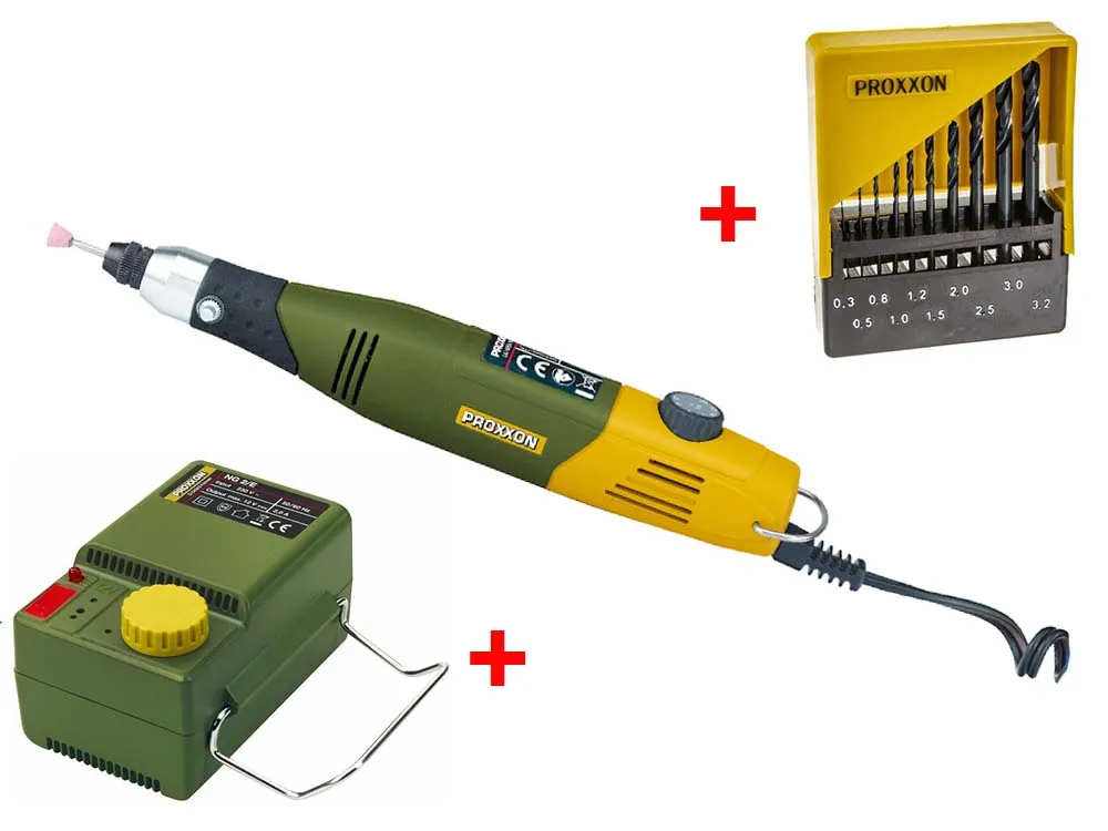 Бормашина Proxxon Micromot 60E (28510) + Блок питания регулируемый (28707) и набор сверл (28874) 28510