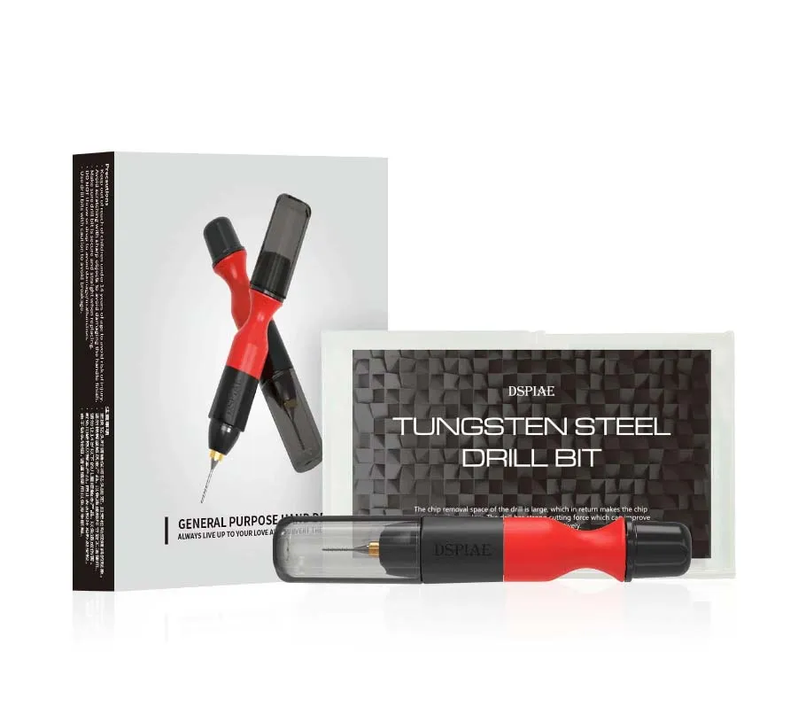 Ручная короткая минидрель со сверлами