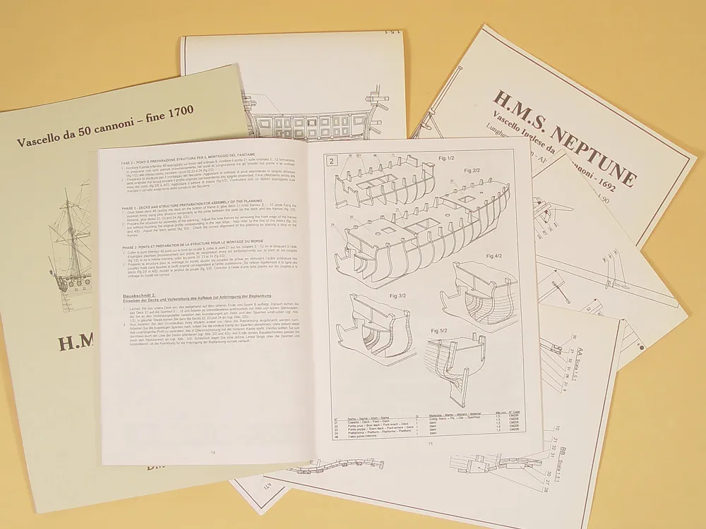 Чертеж корабля HMS Neptune, масштаб 1:90