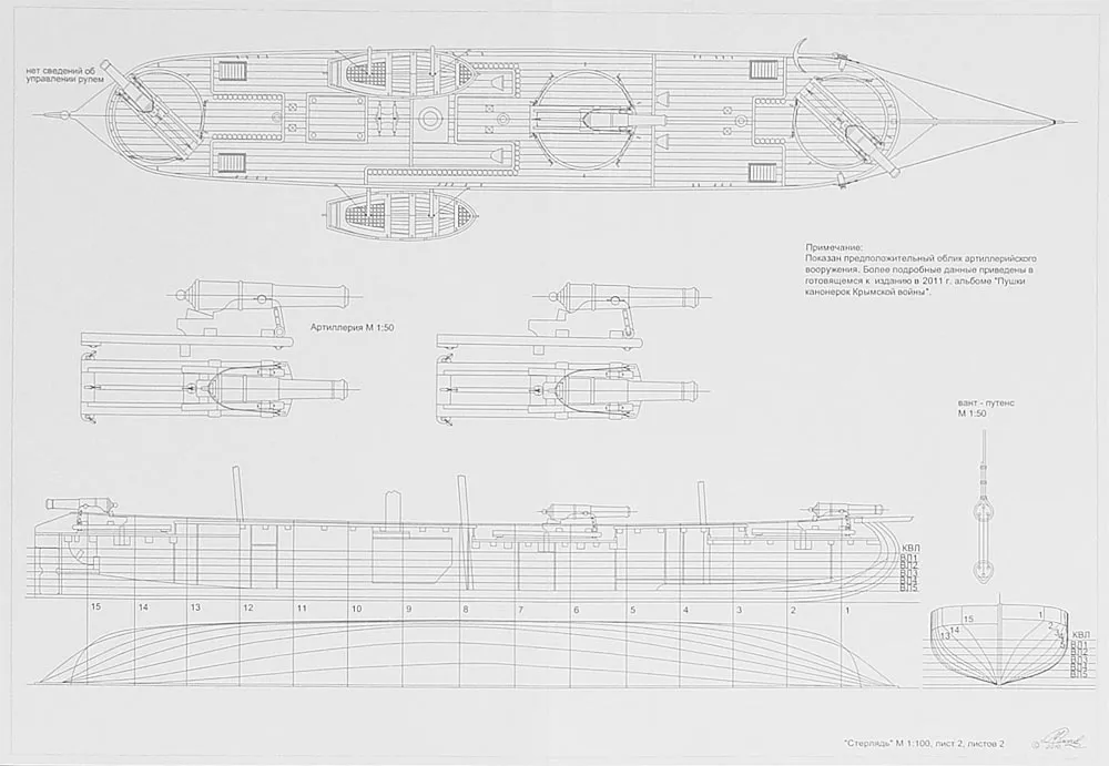 Чертеж паровой канонерской лодки Стерлядь