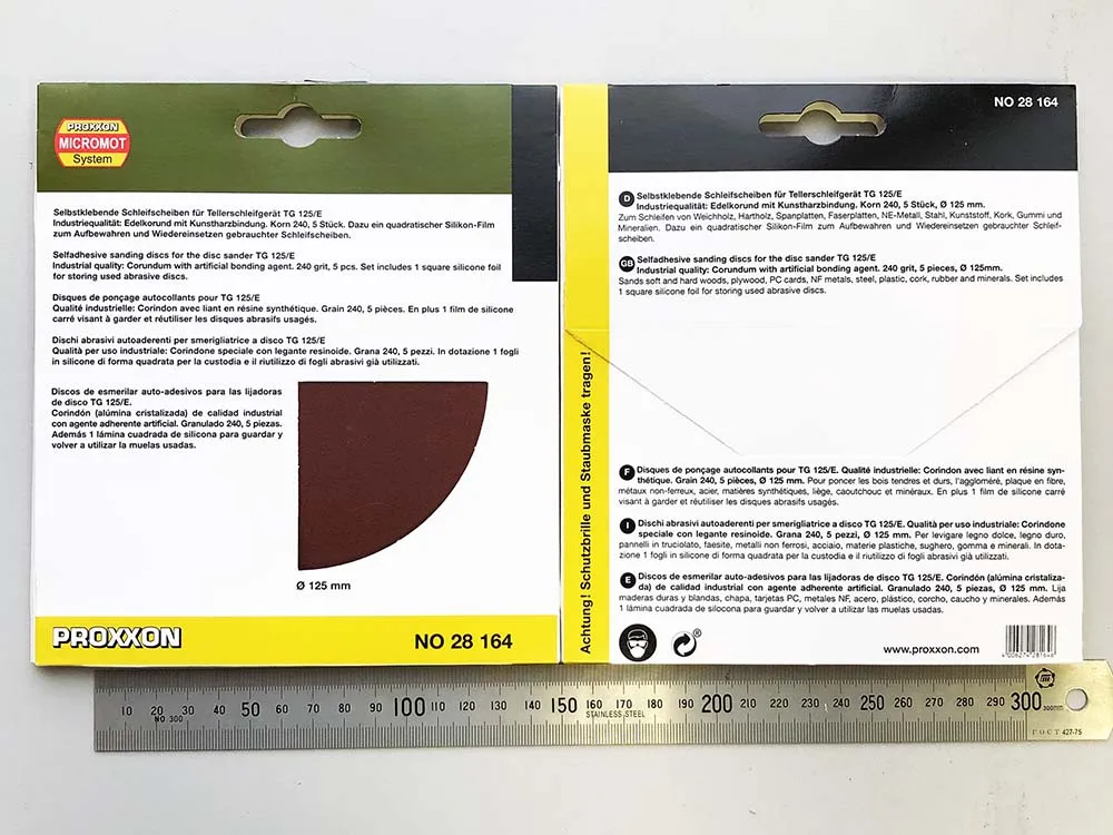 Самоклеящиеся шлифовальные круги К240 для Proxxon TG125/E, 5 шт 28164