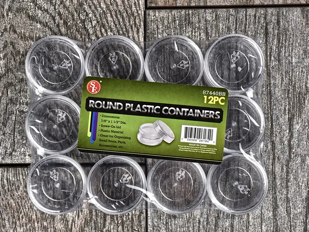 Круглые прозрачные контейнеры, диаметр 38 мм, 12 штук
