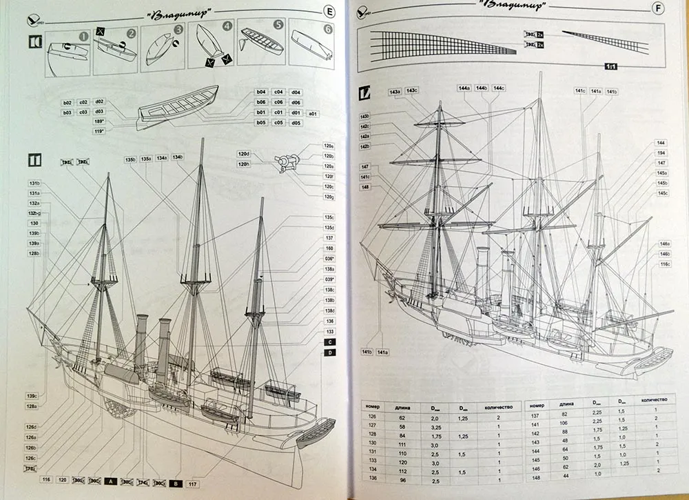 Модель из картона пароходофрегат "Владимир"