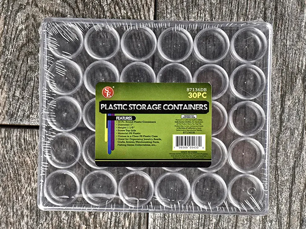 Круглые прозрачные контейнеры, диаметр 28 мм, 30 штук Круглые прозрачные контейнеры, диаметр 28 мм, 30 штук