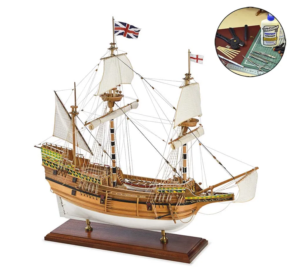 Английский галеон Mayflower + (Полный набор инструментов, клея и краски) Английский галеон Mayflower + (Полный набор инструментов, клея и краски)