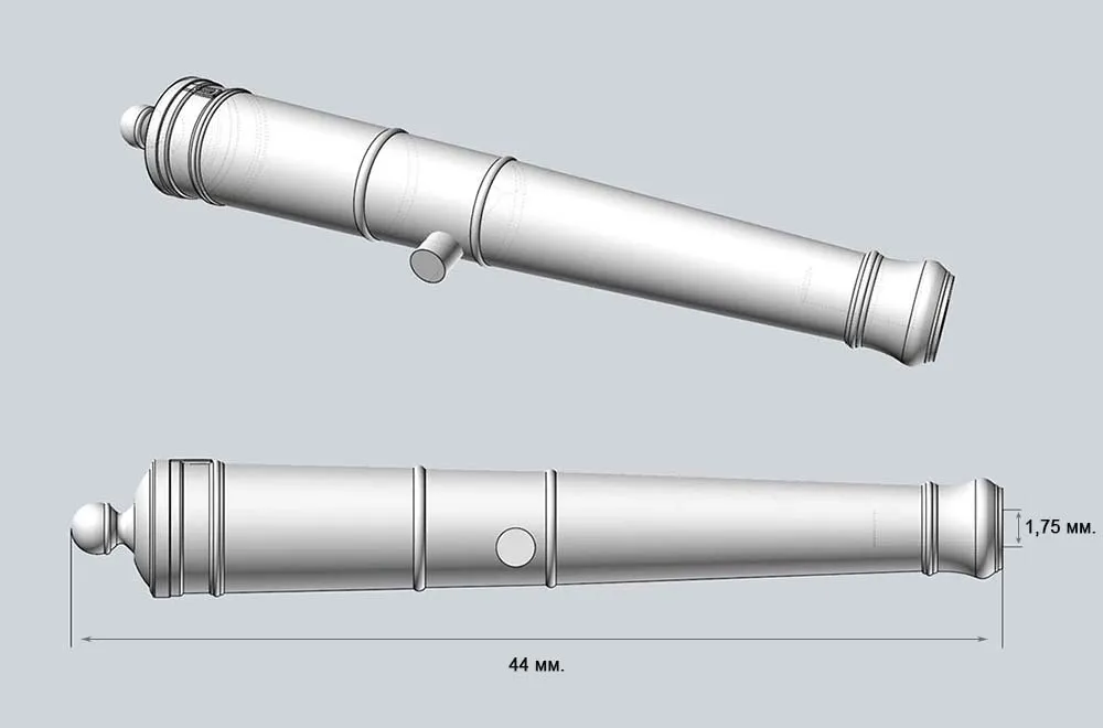 Ствол пушки Франция, 12 фунтов, масштаб 1:72, длина 44 мм, 2 шт Ствол пушки Франция, 12 фунтов, масштаб 1:72, длина 44 мм, 2 шт