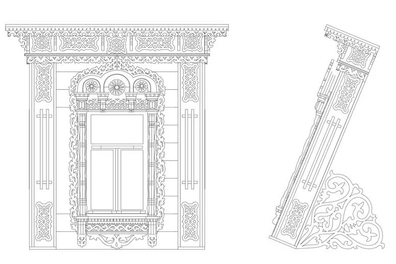 Сборная модель наличника "Хорлово", 230 деталей + Клей и краски в комплекте Сборная модель наличника "Хорлово", 230 деталей + Клей и краски в комплекте