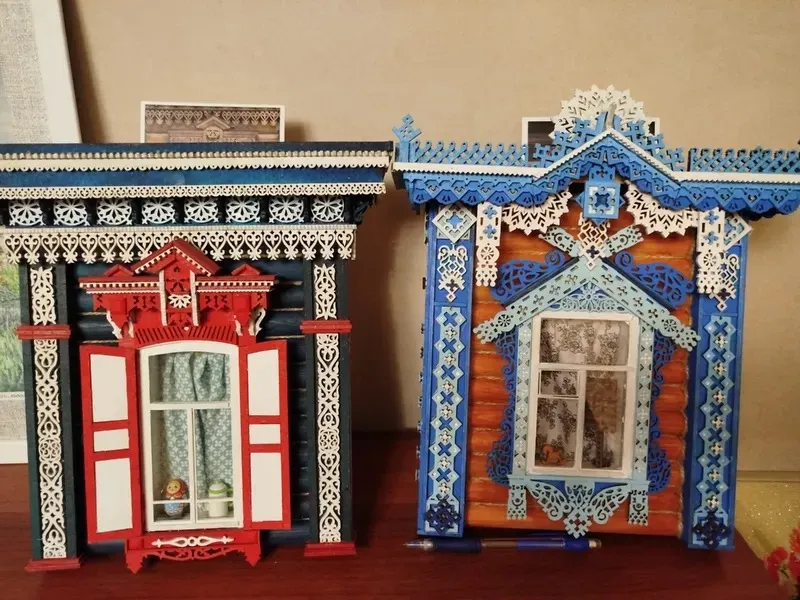 Сборная модель наличника "Русский стиль", 250 деталей + Клей и краски в комплекте