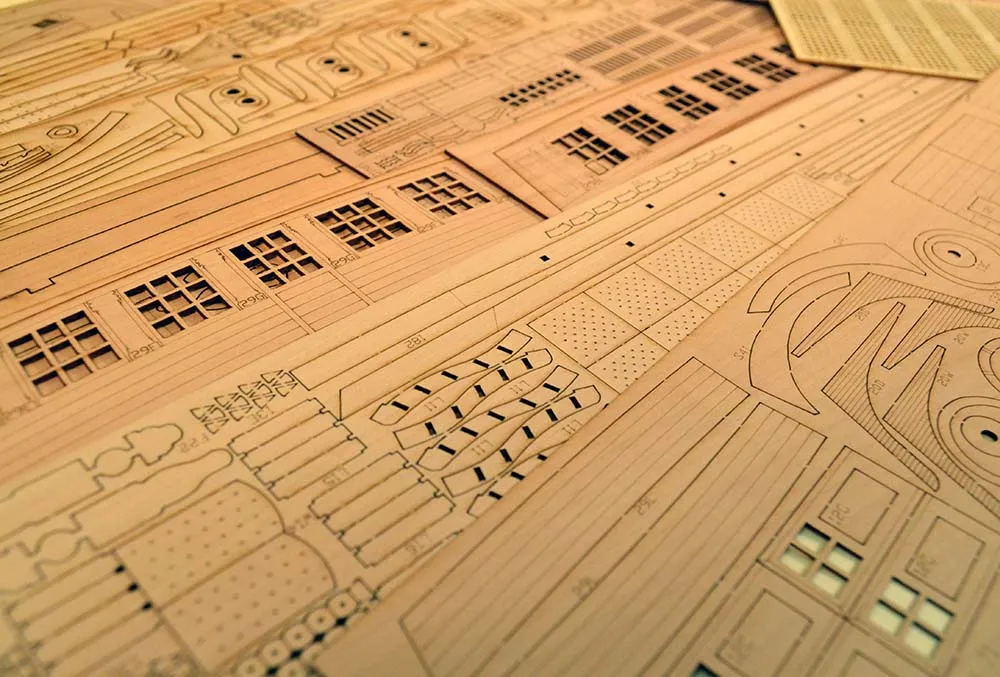 модель корабля для сборки Bonhomme Richard 1779 версия вишня-груша