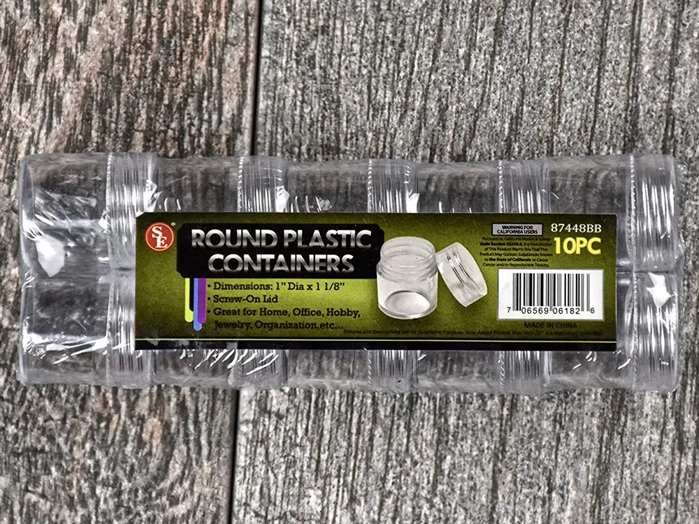 Круглые высокие прозрачные контейнеры, диаметр 25 мм, 10 штук, стыкуемые