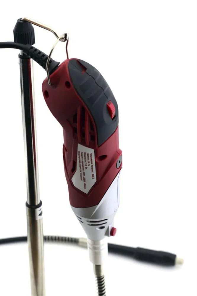 Бормашина 170 Вт, 8000-35000 об/мин., гибкий вал, стойка, ограничитель, подсветка, принадлежности 10373 Бормашина 170 Вт, 8000-35000 об/мин., гибкий вал, стойка, ограничитель, подсветка, принадлежности 10373