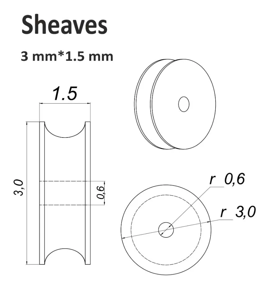 Шкив, латунь, 3х1,5 мм, 10 шт Шкив, латунь, 3х1,5 мм, 10 шт