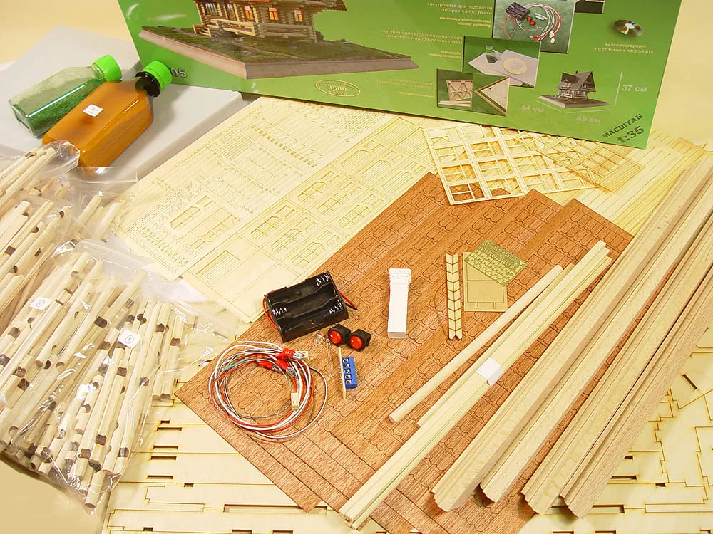 Охотничий домик с подсветкой, 3580 деталей