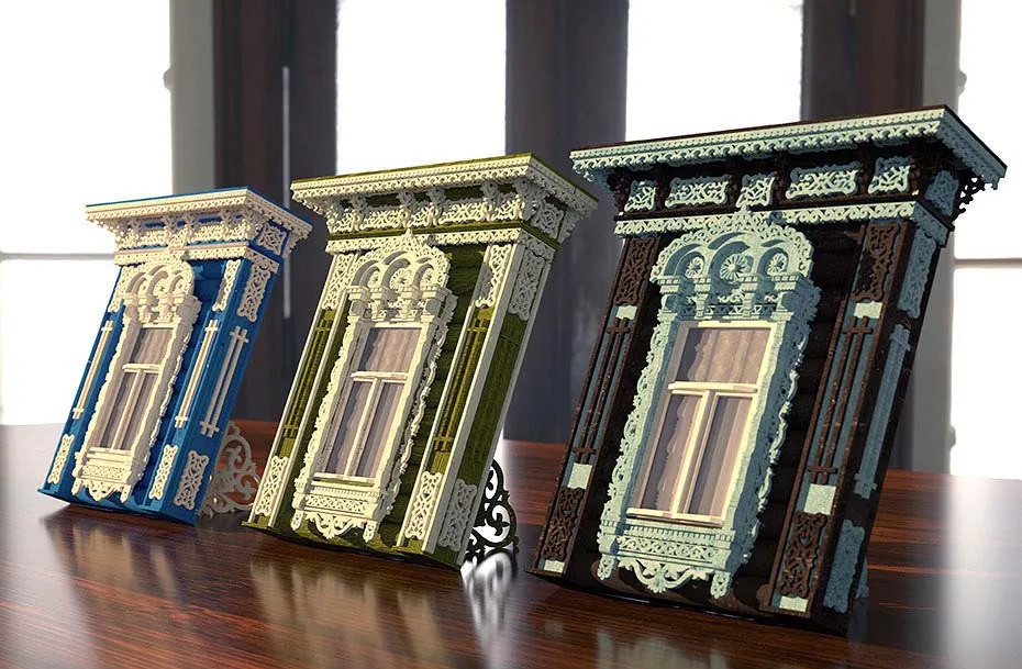 Сборная модель наличника "Хорлово", 230 деталей + Клей и краски в комплекте Сборная модель наличника "Хорлово", 230 деталей + Клей и краски в комплекте