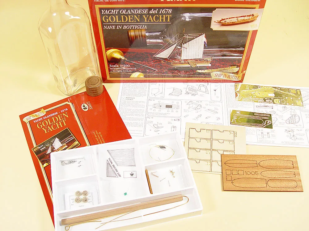 Golden Yacht корабль в бутылке + набор инструментов для сборки