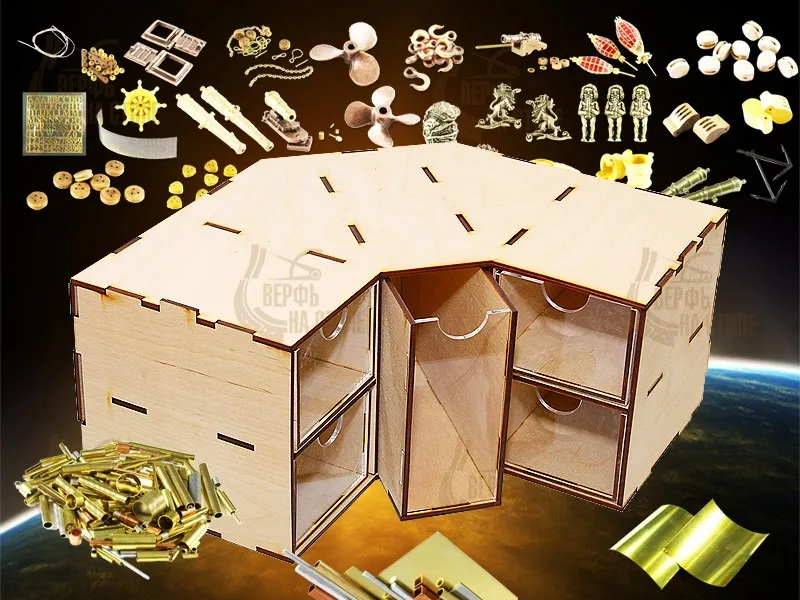 Угловой модуль-органайзер на 5 ящичков