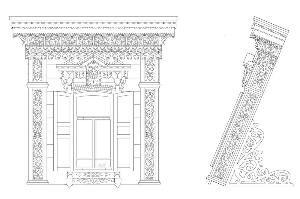 Сборная модель наличника "Улан-Удэ", 270 деталей + Клей и краски в комплекте Сборная модель наличника "Улан-Удэ", 270 деталей + Клей и краски в комплекте