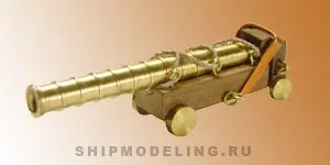 Испанская пушка на станке, латунь и дерево, 40 мм Испанская пушка на станке, латунь и дерево, 40 мм