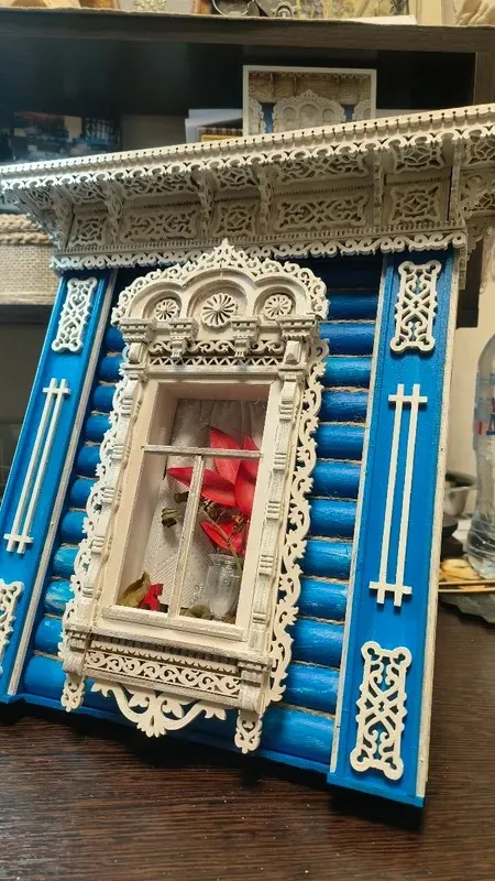 Сборная модель наличника "Хорлово", 230 деталей + Клей и краски в комплекте Сборная модель наличника "Хорлово", 230 деталей + Клей и краски в комплекте