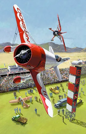 Гоночный самолёт Gee Bee Racer R-1 Движущийся Гоночный самолёт Gee Bee Racer R-1 Движущийся