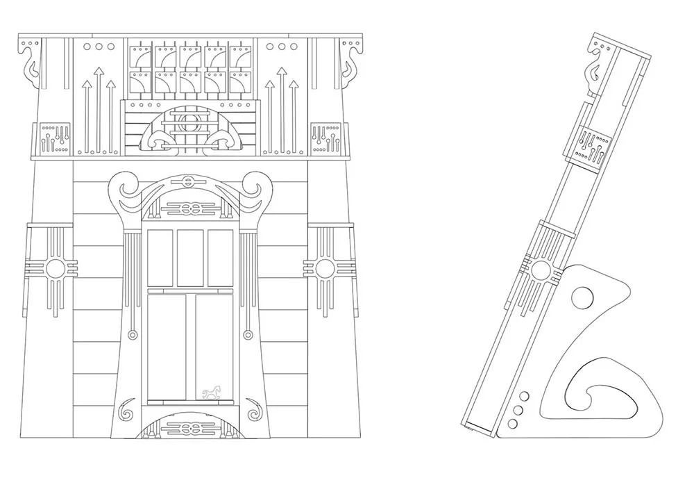 Сборная модель наличника "Модерн", 190 деталей + Клей и краски в комплекте Сборная модель наличника "Модерн", 190 деталей + Клей и краски в комплекте