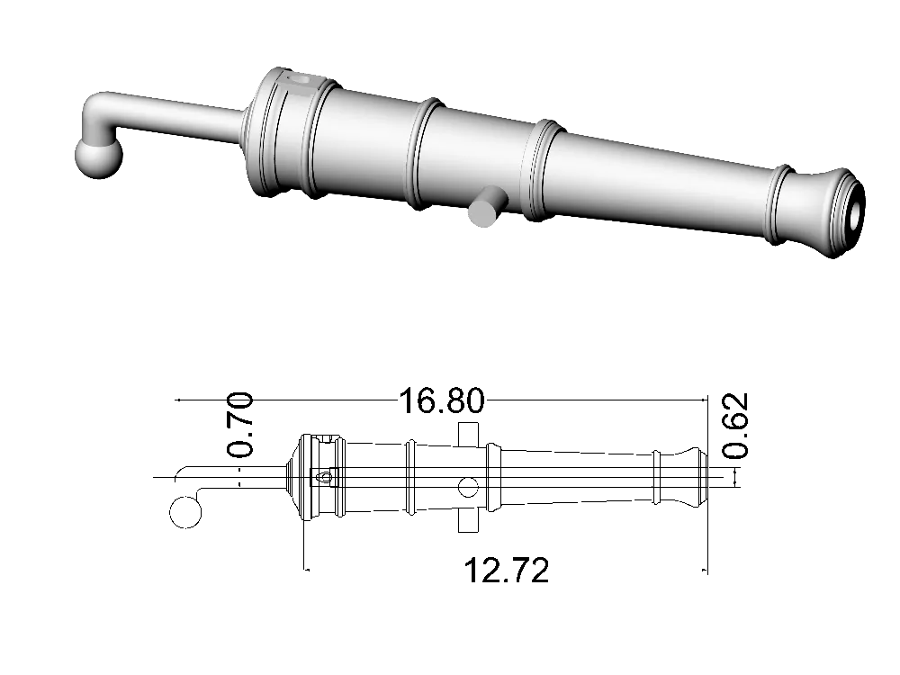 Фальконет без герба, 1/2 фунта, масштаб 1:72, длина 16,8 мм, 2 шт Фальконет без герба, 1/2 фунта, масштаб 1:72, длина 16,8 мм, 2 шт