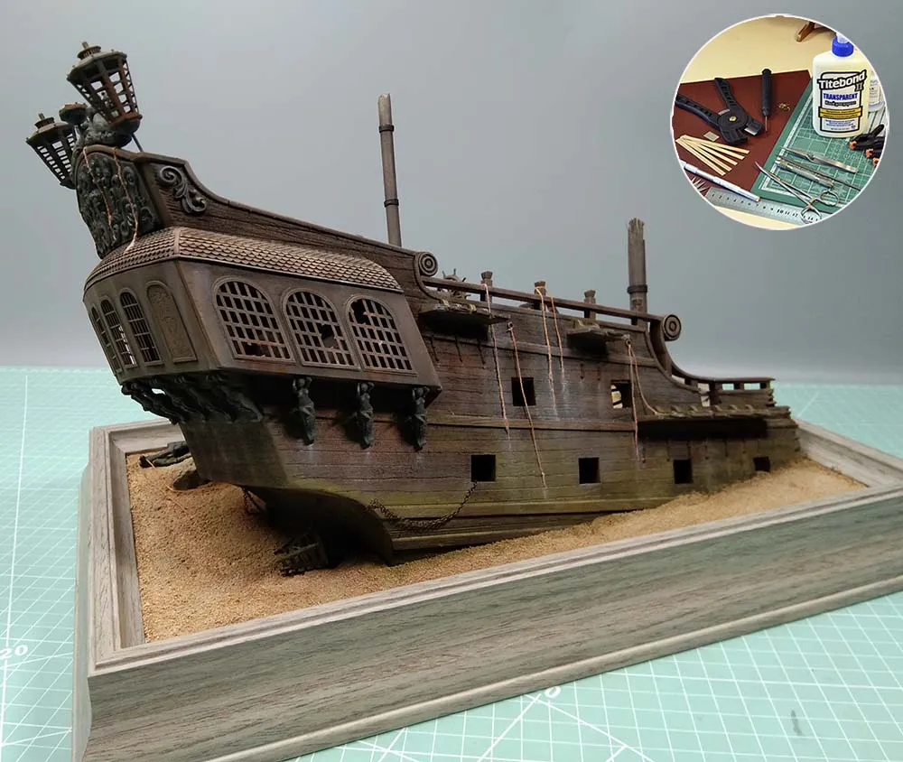 Black Pearl (Черная жемчужина) на дне  + (Полный набор инструментов, клея и лак)