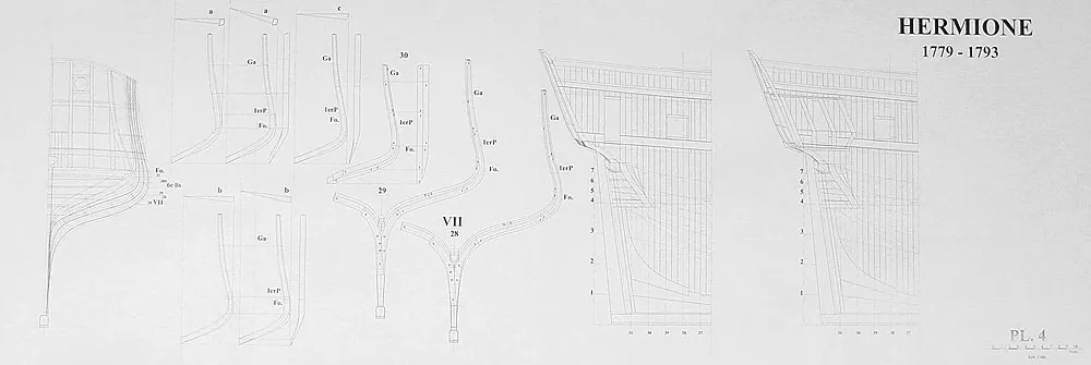 Hermione frigate, 1779-1793 + чертежи