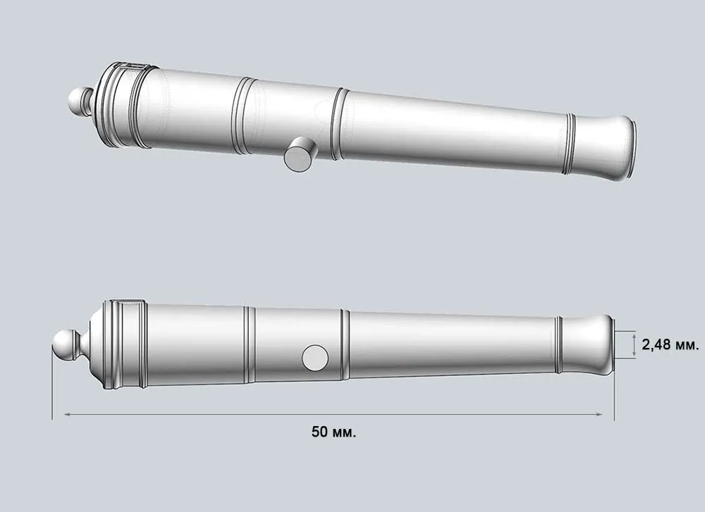 Ствол пушки Франция, 24 фунта, масштаб 1:72, длина 51 мм, 2 шт Ствол пушки Франция, 24 фунта, масштаб 1:72, длина 51 мм, 2 шт
