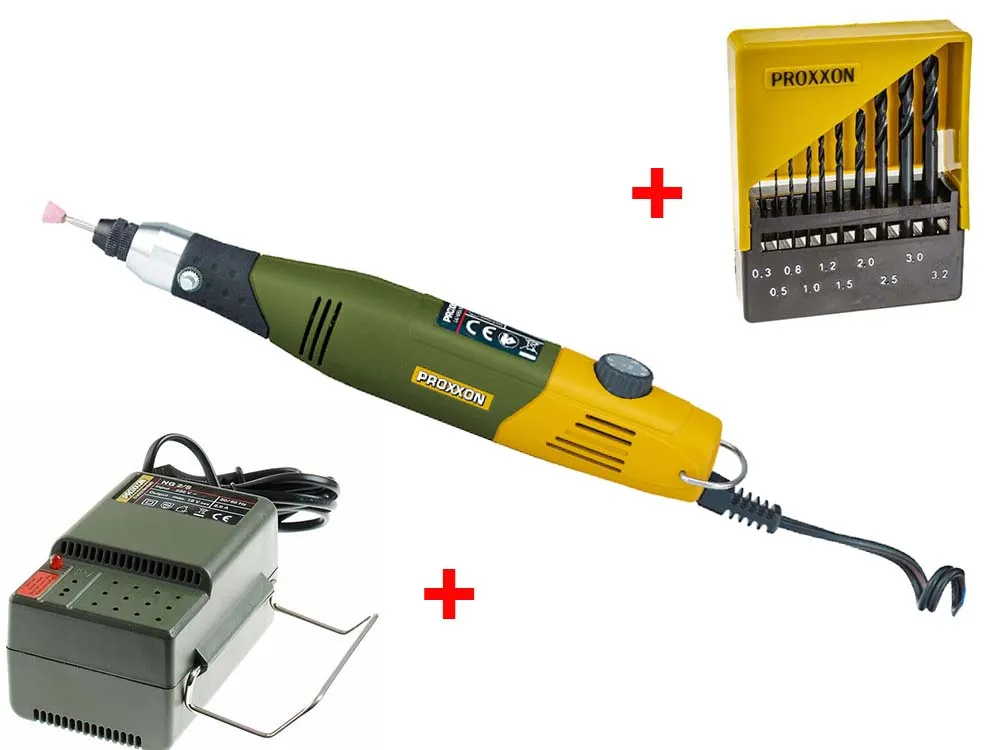 Бормашина Proxxon Micromot 60E (28510) + Блок питания (28706) и набор сверл (28874) 28510