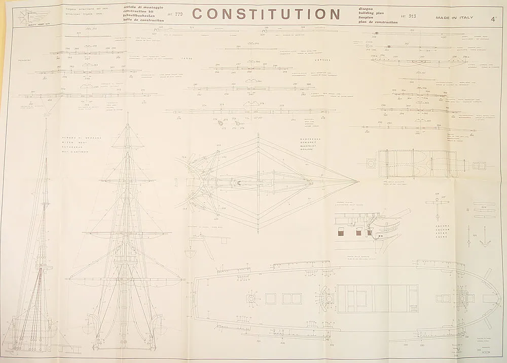 Чертеж корабля USS Constitution