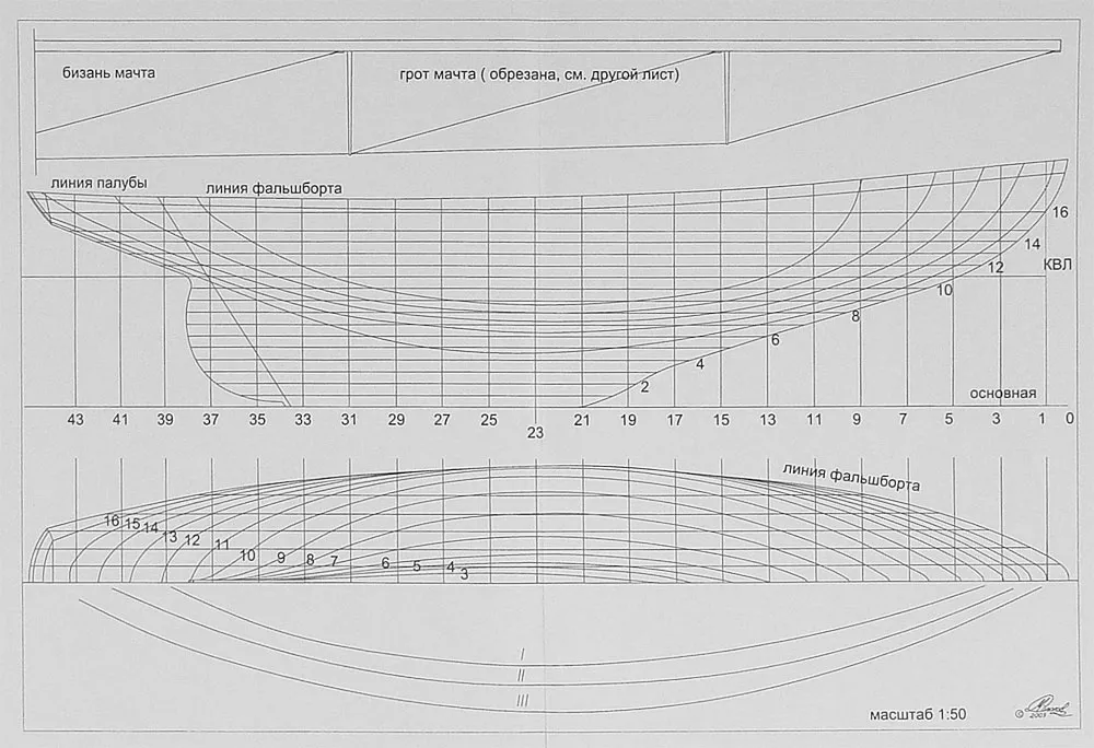 Чертеж крейсерской яхты Хортица