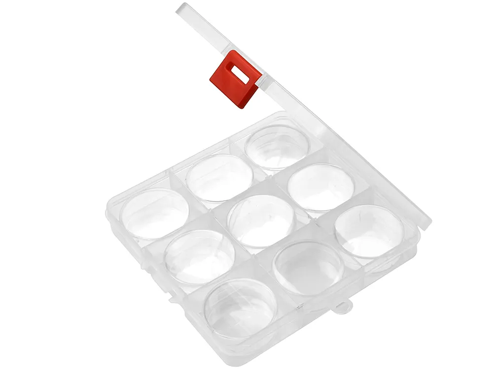 Круглые прозрачные контейнеры 9-в-1, диаметр 40 мм, 9 штук Круглые прозрачные контейнеры 9-в-1, диаметр 40 мм, 9 штук